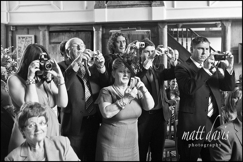wedding guests inside at Birtsmorton Court