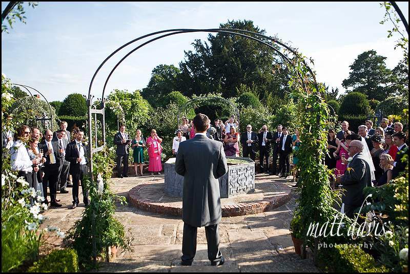 Birtsmorton Court wedding photography of speeches in the white garden