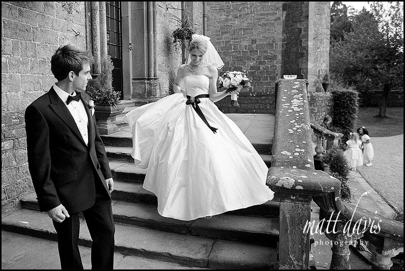 Clearwell Castle wedding photos on the steps