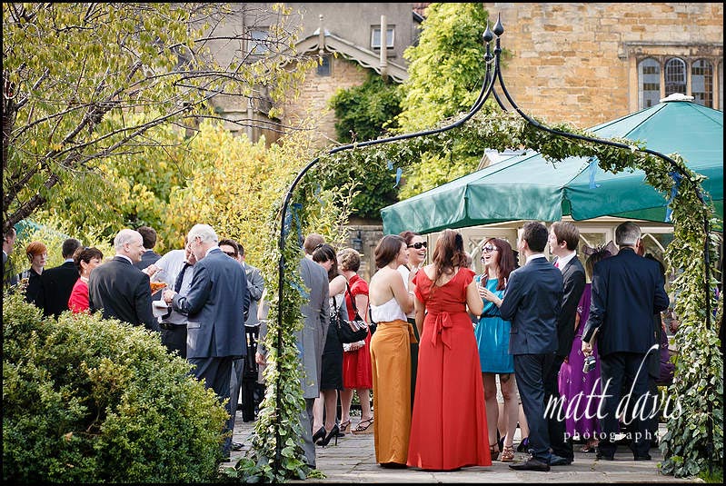 wedding drinks reception in the garden at Manor House Hotel