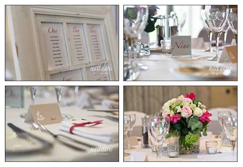 table decorations at Manor House Hotel wedding 