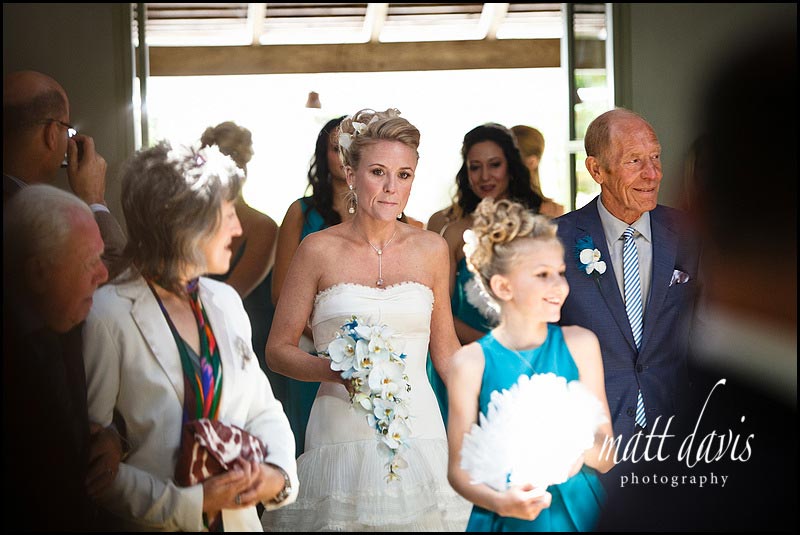 Bride walking down aisle at Matara