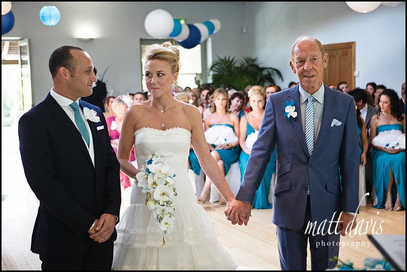 Bride and groom during wedding vows at Matara