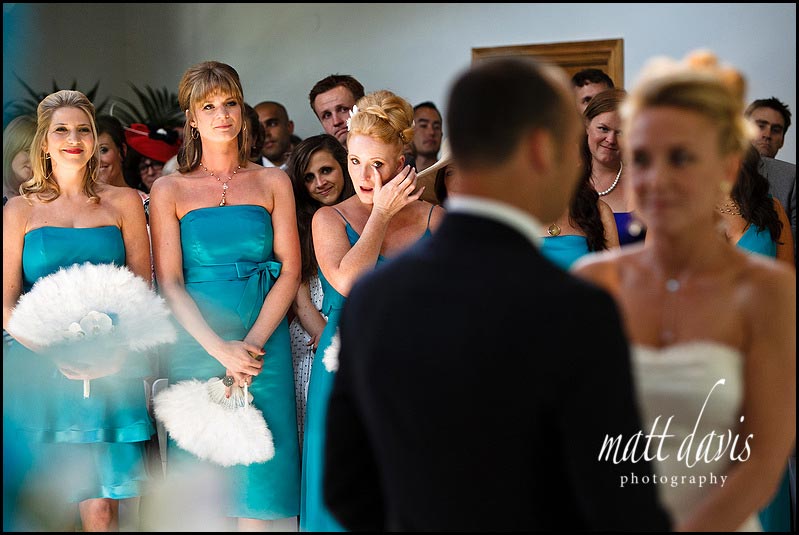 Bridesmaid with tear in eye at Matara wedding