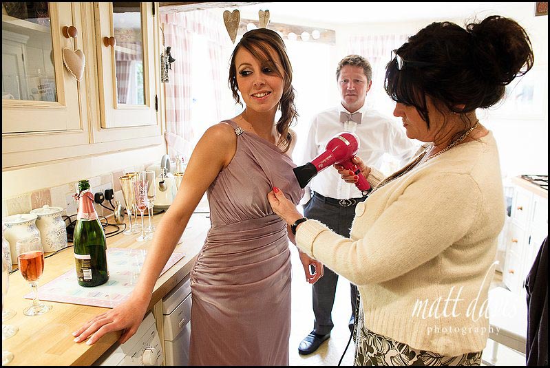 Bridesmaid with spill on dress