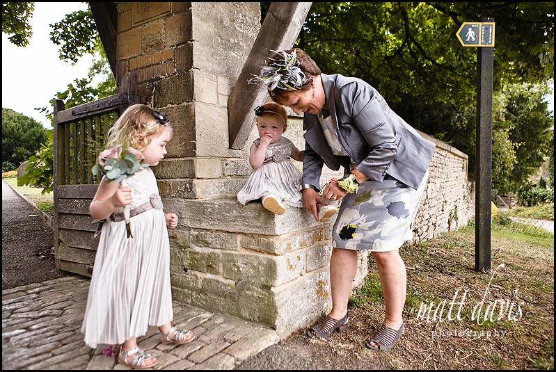 Bridesmaids at Crudwell church, Wiltshire