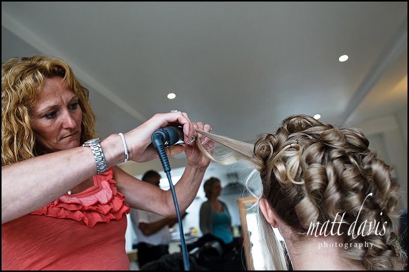 bridal hair with big curls up at back