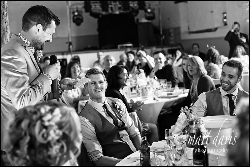 wedding speeches in the barn at Friars Court