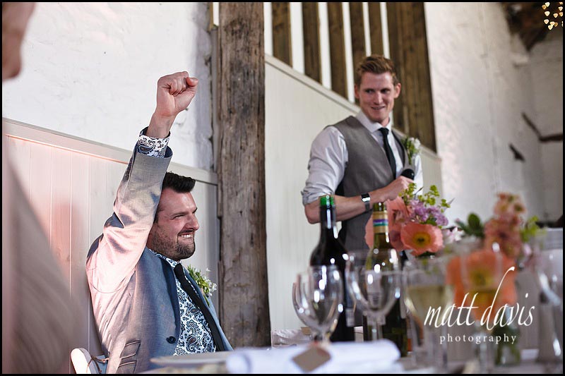 best mans wedding speech in the barn at Friars Court
