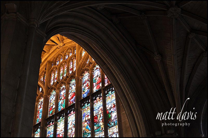 stained glass window at Gloucester Cathedral