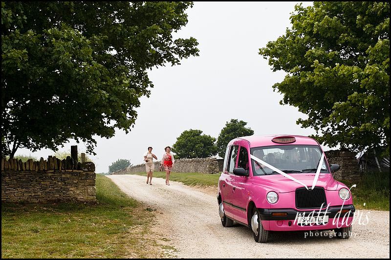 Pink cab for wedding