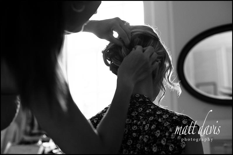 Wedding hair styling at The Rectory Hotel