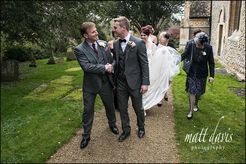 Stanton-House-Hotel-wedding-photos-046 Father of groom congratulating him after the wedding ceremony