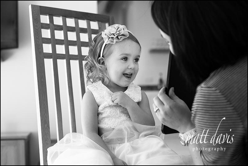 wedding hair piece for flower girl at Kingscote Barn