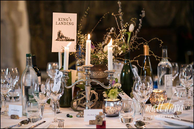 Wedding-at-Berkeley-Castle-049 Candle arbors on wedding table
