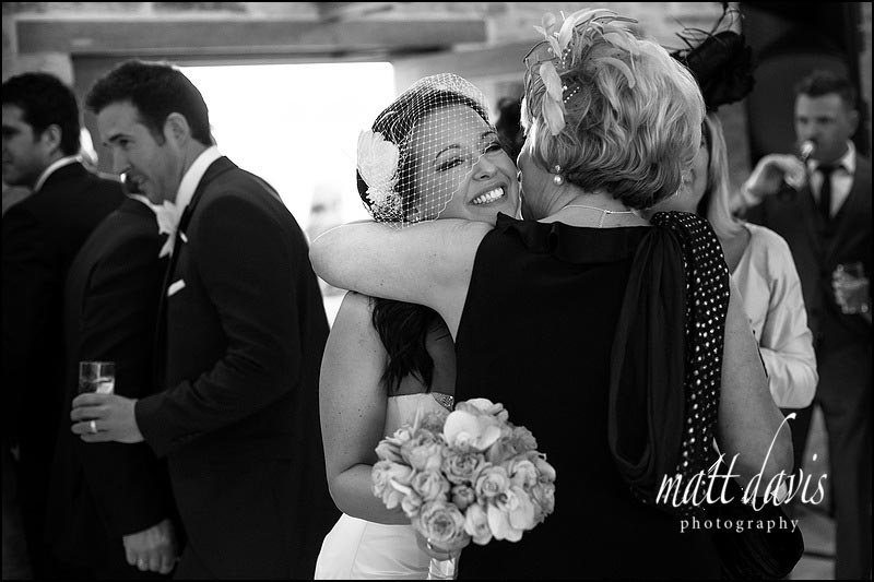 black and white photo of bride with Birdcage veil 