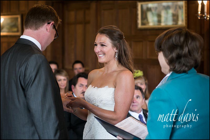 Bride and groom marrying at Dumbleton Hall