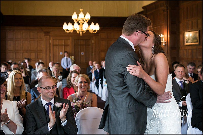 The wedding kiss at the end of a wedding ceremony