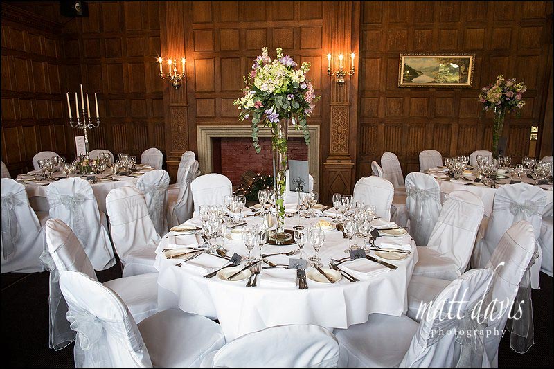 table arrangements at Dumbleton Hall wedding