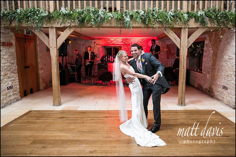 First dance wedding photo at Kingscote Barn