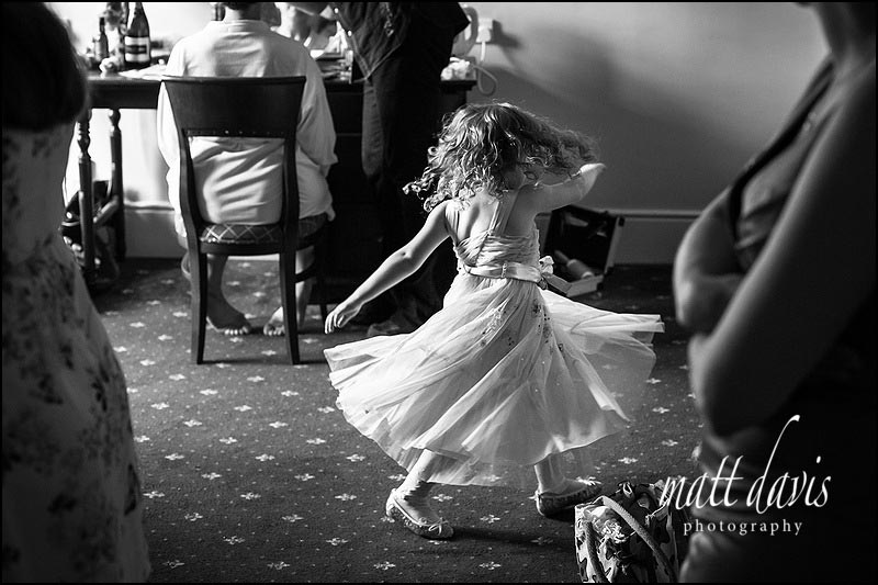 bridesmaid spinning in bridesmaid dress