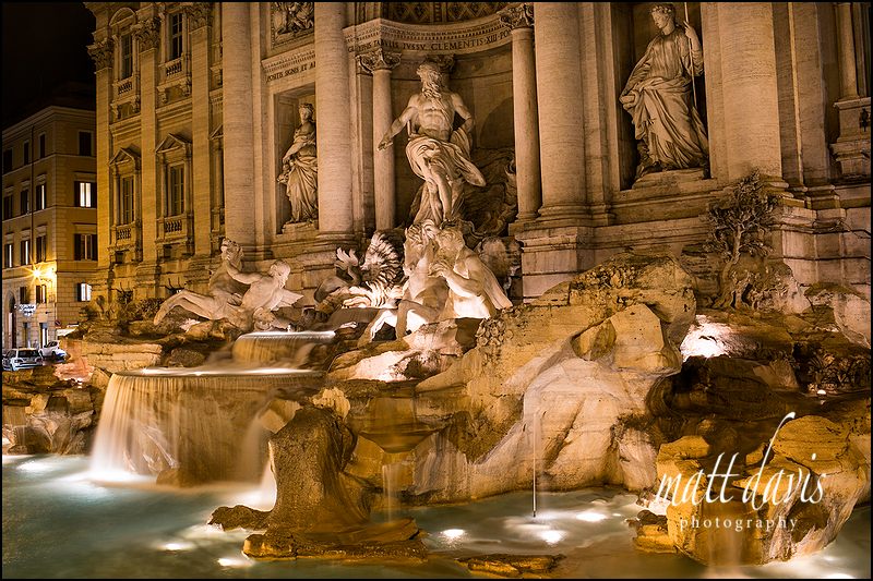 Trevi fountain photographed at night