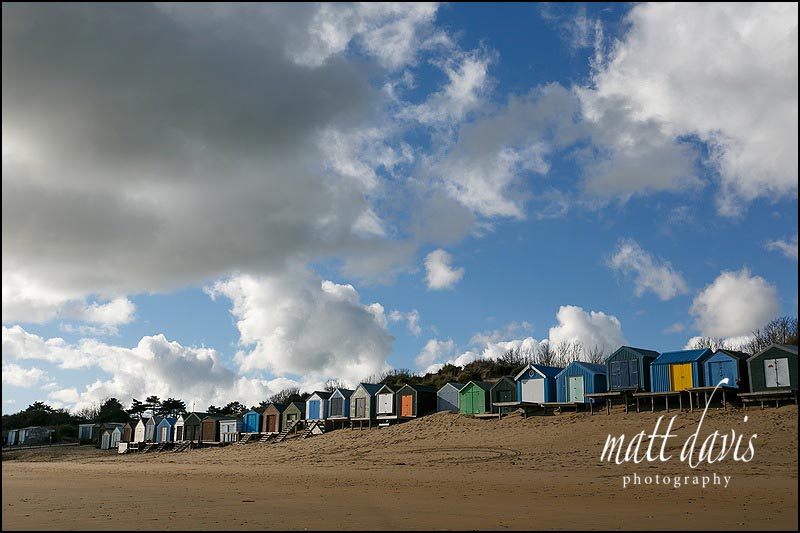 Beach huts at Abersoch beach on the Llyn Peninsula North Wales