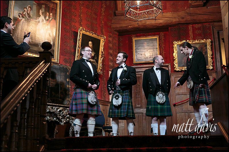 Groom and ushers in kilts