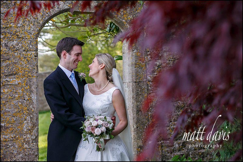 Wedding couple photos taken in the gardens at Hamswell House by Matt Davis Photography