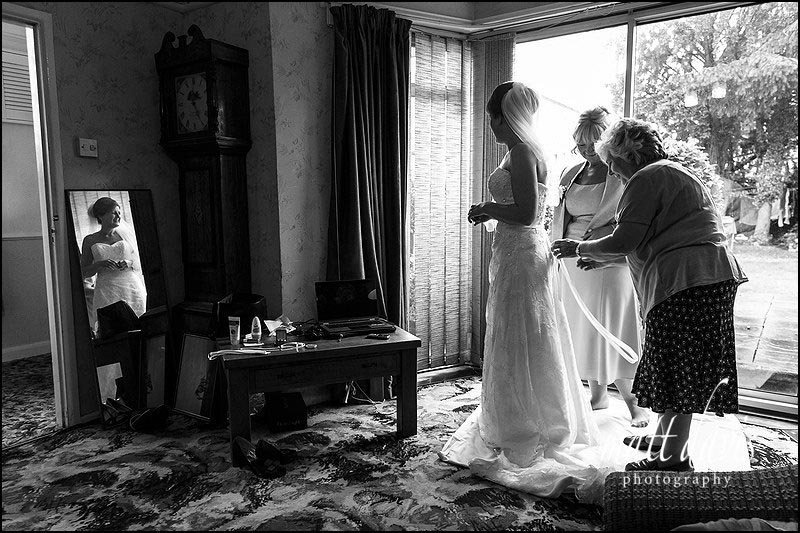 Bridal preparations at home in Cheltenham, Gloucestershire