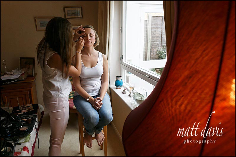 Bridal preps before a wedding at Highcliffe castle