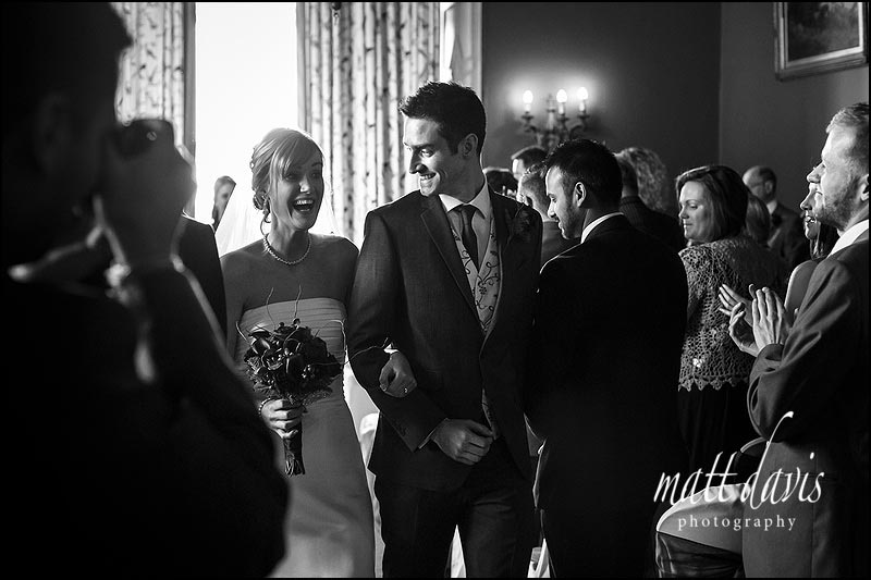 Black and white documentary wedding photography Eynsham Hall