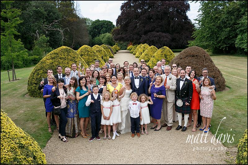 Wedding guest group photo at Manor By The Lake, Cheltenham